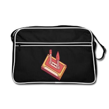 80er & 90er Retro-Party-Kostümkassette - Retro Tasche - Schwarz/Weiß - Vorne