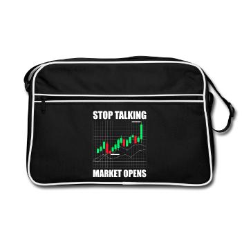 Stop talking market opens Stock market Stock Market Trader - Retro Bag - black/white - Front