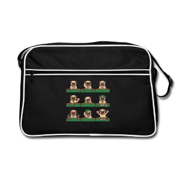 Chien de jeu de cartes de poker drôle de carlin - Sac Retro - noir/blanc - Devant