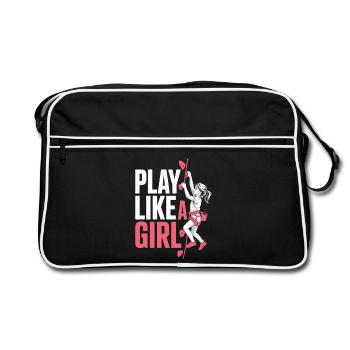 Joue comme une fille Chemise escalade Sports féminins - Sac Retro - noir/blanc - Devant