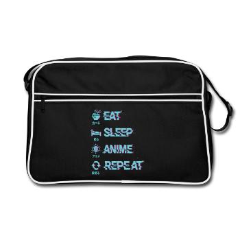 Eat Sleep Anime Repeat - Retro Tasche - Schwarz/Weiß - Vorne