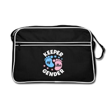 Hüter Des Geschlechts Fußabdrücke Reveal - Retro Tasche - Schwarz/Weiß - Vorne