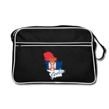 Carte avec le drapeau de la Serbie, j’adore la Serbie - Sac Retro - noir/blanc - Devant