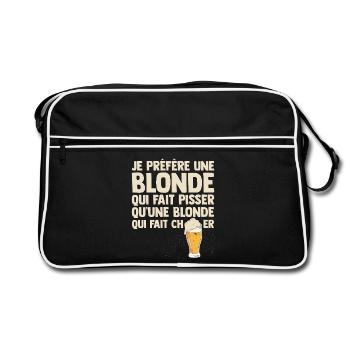 Humour Blonde Bière Beauf Apéro Bistrot Drôle bbq - Sac Retro - noir/blanc - Devant