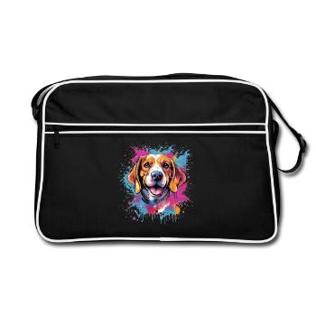Colorful Beagle Splash Art Dog - Retro Bag - black/white - Front