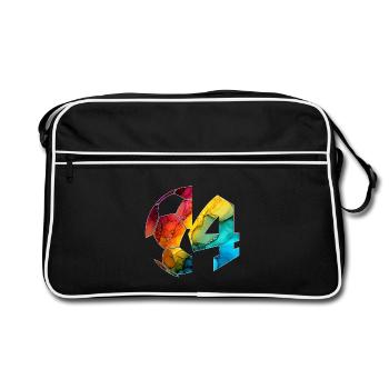 NR. 4 FUßBALLER NUMMER 4 FUßBALL 4. GEBURTSTAG - Retro Tasche - Schwarz/Weiß - Vorne
