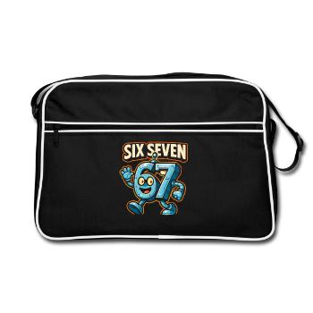Six Seven 67 Italian Brainrot Robot Meme Humor - Retro Bag - black/white - Front