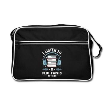 Audiobooks Plot Twists Book Lover Gift - Retro Bag - black/white - Front