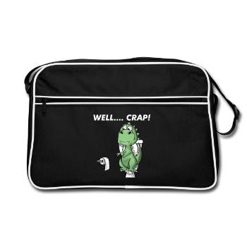 Funny T Rex Dinosaur Well Crap - Retro Bag - black/white - Front