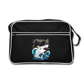 Pirate cat against storm shark - Retro Bag - black/white - Front