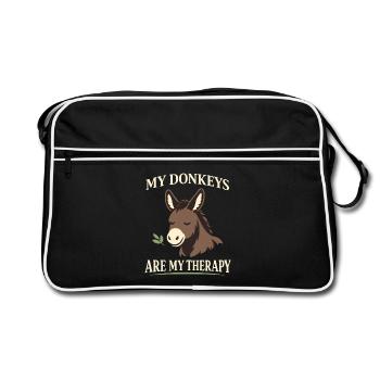 Esel-liebhaber Esel Lustiger Esel Bauernhoftier - Retro Tasche - Schwarz/Weiß - Vorne