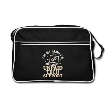 Unpaid Tech Support Funny IT Nerd Shirt - Retro Bag - black/white - Front