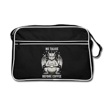 No Conversation Before Coffee Lover Dragon - Retro Bag - black/white - Front