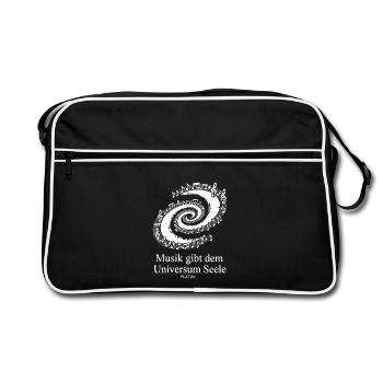 Musik gibt dem Universum Seele Noten Milchstraße - Retro Tasche - Schwarz/Weiß - Vorne