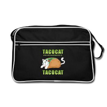 Taco Cat Palindrome Shirt - Retro Bag - black/white - Front