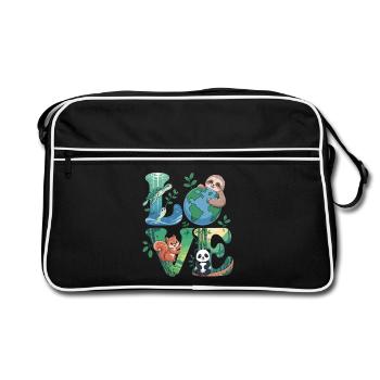 Nature Love Shirt Panda Tortue Paresseuse - Sac Retro - noir/blanc - Devant