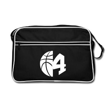 NR. 4 BASKETBALL NUMMER 4 BASKETBALL 4. GEBURTSTAG - Retro Tasche - Schwarz/Weiß - Vorne