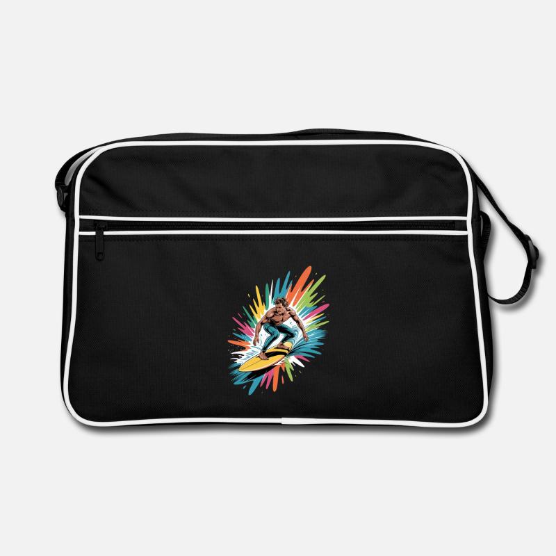 Bunter Surfer Wasserfarben Spritzer Graffiti Retro Tasche