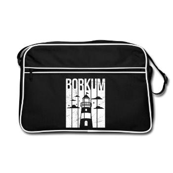 Île Borkum BORKUM Vacances en mer du Nord Drôle - Sac Retro - noir/blanc - Devant