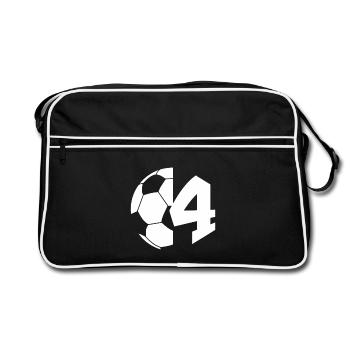 NR. 4 FUßBALLER NUMMER 4 FUßBALL 4. GEBURTSTAG - Retro Tasche - Schwarz/Weiß - Vorne