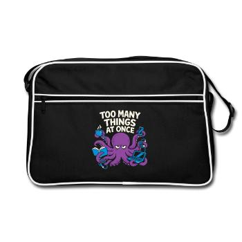 Funny Octopus Overstimulated - Retro Bag - black/white - Front