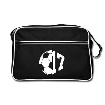 NR. 17 FUßBALLER NUMMER 17 FUßBALL 17. GEBURTSTAG - Retro Tasche - Schwarz/Weiß - Vorne