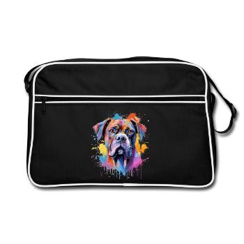 Colorful Splash Art Boxer Dog - Retro Bag - black/white - Front