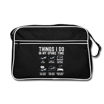 Flugzeug Flug Pilot Flugzeug Fluggesellschaft - Retro Tasche - Schwarz/Weiß - Vorne