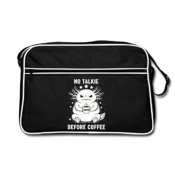 No conversation in front of coffee lover axolotl - Retro Bag - black/white - Front
