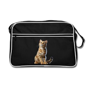 Savannah Katze Savannah Cat - Retro Tasche - Schwarz/Weiß - Vorne