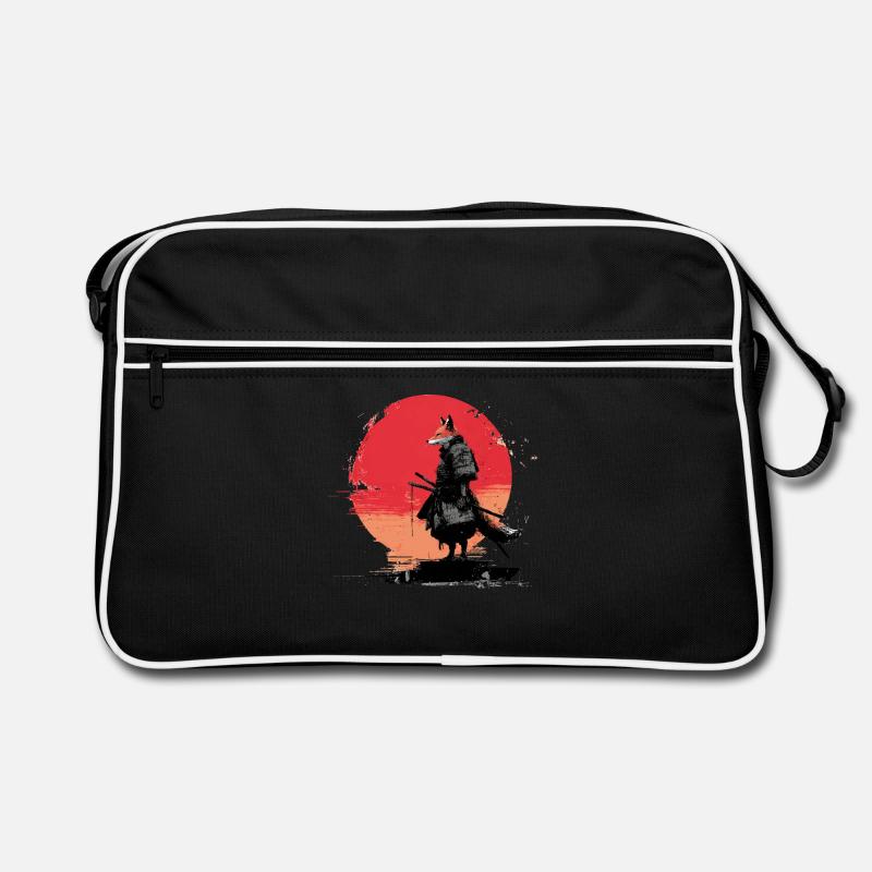 Fuchs-Samurai bei Sonnenuntergang Retro Tasche