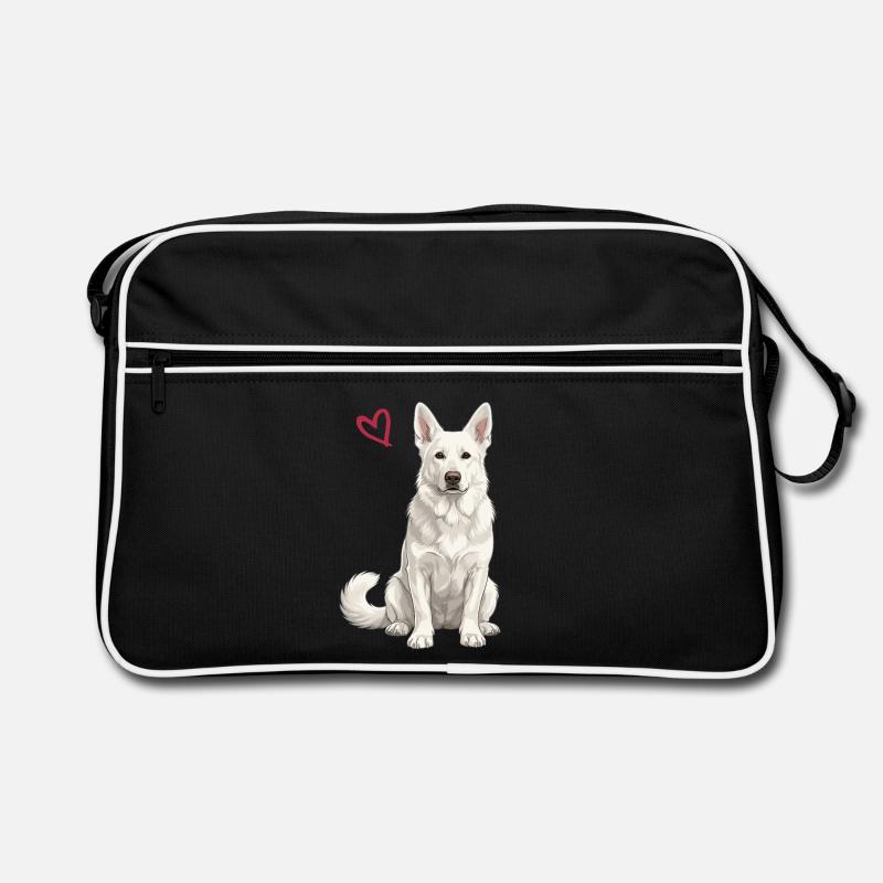 White German Shepherd, White Shepherd Retro Bag