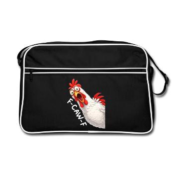 F-Caw-F Chicken Adult Humor Funny Rooster Fcawf - Retro Bag - black/white - Front