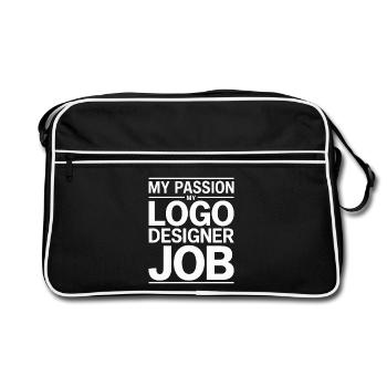 Designer de logos Ma passion Mon designer créatif - Sac Retro - noir/blanc - Devant