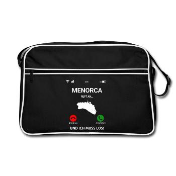 Menorca Ruft An Urlaub Balearen Insel Idee - Retro Tasche - Schwarz/Weiß - Vorne