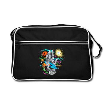 Divine Hand of the Universe Cosmic Galaxy Planets - Retro Bag - black/white - Front