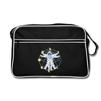 Vitruvian Astronaut Moon Phases Space Anatomy Art - Retro Bag - black/white - Front