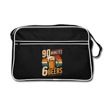 90 Minutes 6 Beers - Retro Tasche - Schwarz/Weiß - Vorne