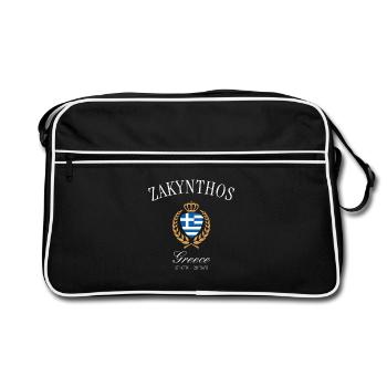 Zakynthos Greece Coat of Arms Crown Travel Souvenir - Retro Bag - black/white - Front