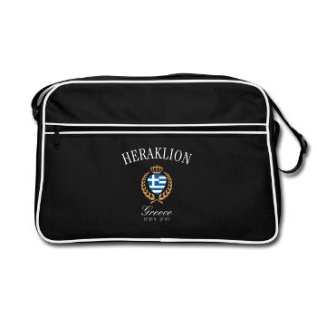 Armoiries de Héraklion Grèce Souvenir de voyage de la couronne - Sac Retro - noir/blanc - Devant