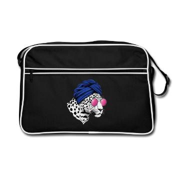 Leopard Damen Turban Brille - Retro Tasche - Schwarz/Weiß - Vorne