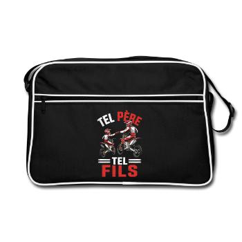 Tel Père Tel Fils Moto Cross Papa Fils Idée Cadeau - Sac Retro - noir/blanc - Devant