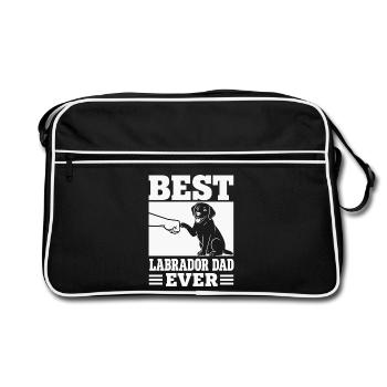 Best Labrador Dad Ever Shirt Funny Labrador Retrie - Retro Tasche - Schwarz/Weiß - Vorne