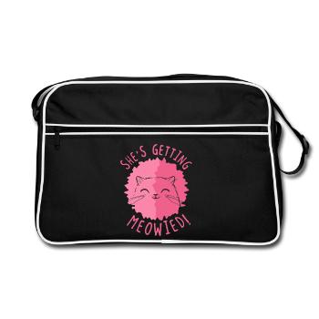 Elle reçoit un jeu de mots de mariée sur un chat miaulé - Sac Retro - noir/blanc - Devant