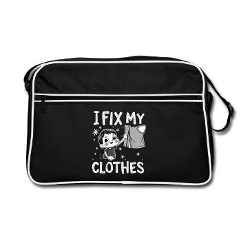 Je répare mes vêtements Réparation visible - Sac Retro - noir/blanc - Devant