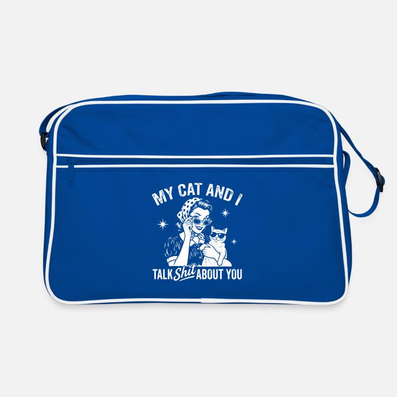 Katze, Stil und frecher Spruch Talking shit Katzen Retro Tasche
