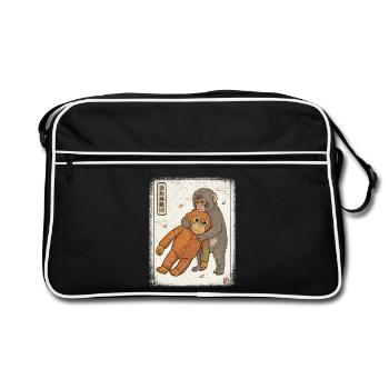 Ukiyo-e Baby Monkey Punch - Retro Tasche - Schwarz/Weiß - Vorne