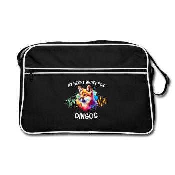 Australian Wild Dog Heartline - Retro Bag - black/white - Front