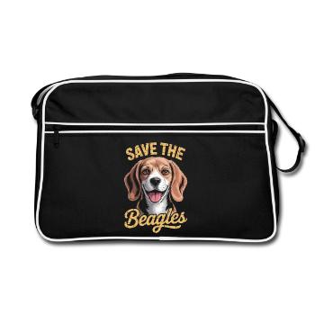 Rettet die Beagles - Retro Tasche - Schwarz/Weiß - Vorne