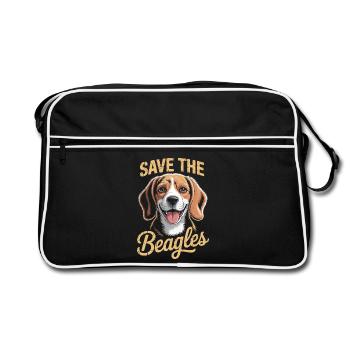 Save the Beagles Rescue Illustration - Retro Tasche - Schwarz/Weiß - Vorne